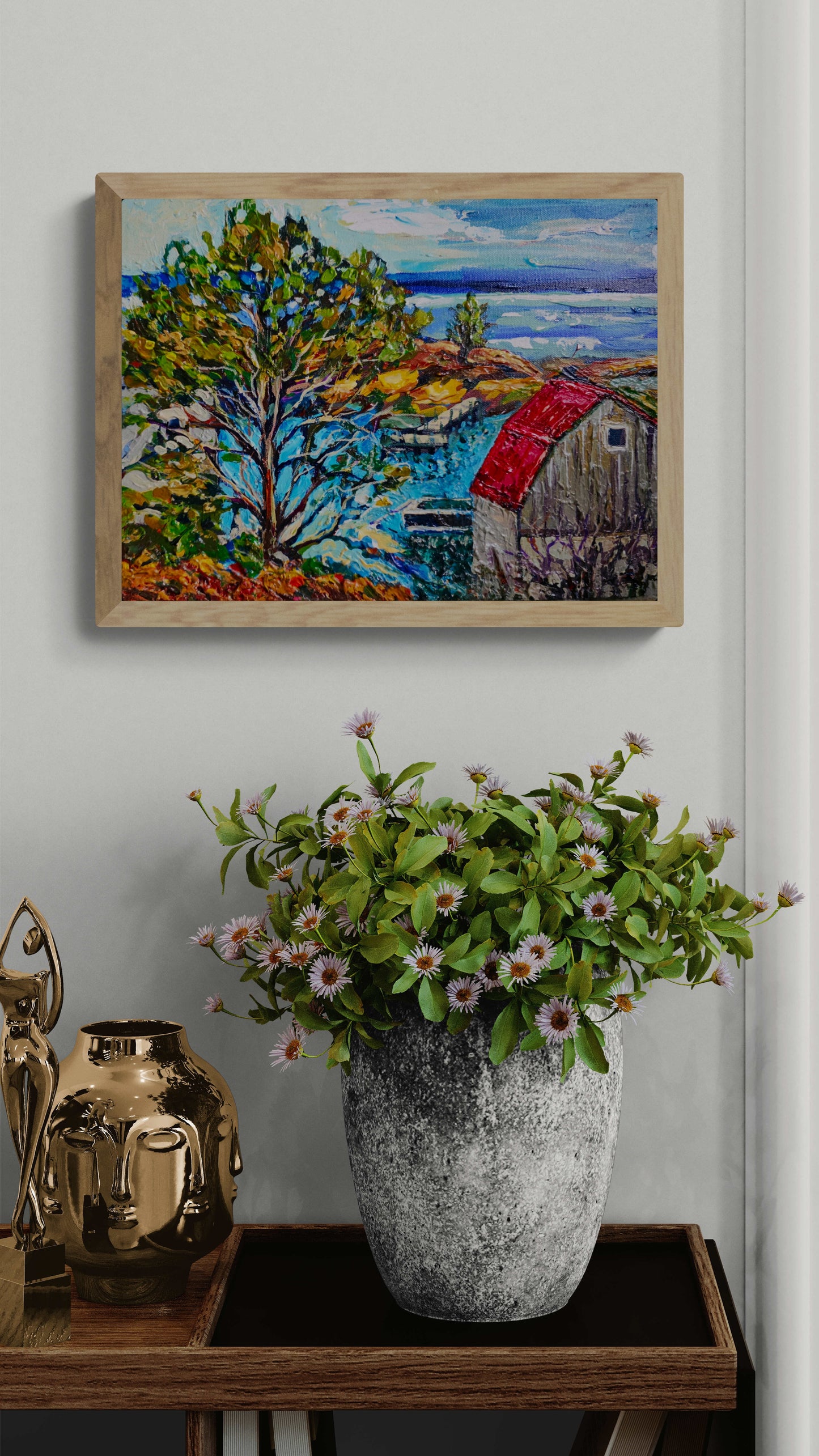 "Red Roof by the Blue Shore"