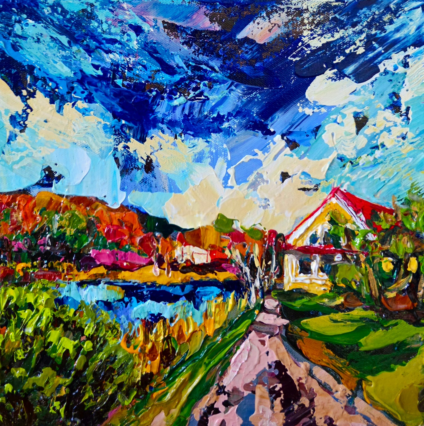 "Red Roof by the Lake"