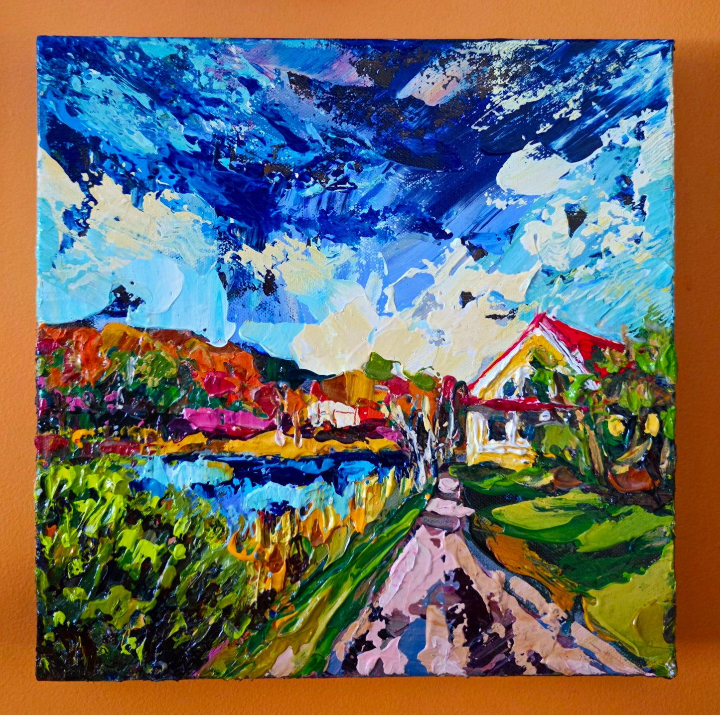 "Red Roof by the Lake"